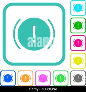Car dashboard handbrake indicator vivid colored flat icons in curved ...