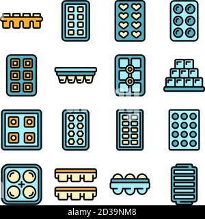 Ice cube trays icons set vector flat Stock Vector