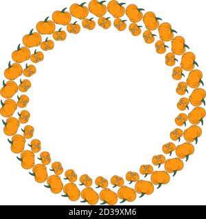 Halloween and thanksgiving frame made of two pumpkin circles Stock Vector
