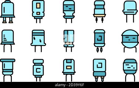 Capacitor icons set vector flat Stock Vector