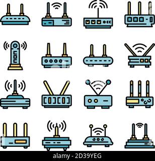 Modem icons set vector flat Stock Vector