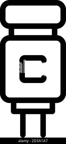 Capacitor diode icon, outline style Stock Vector