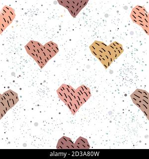Cute Hearts Background. Seamless Pattern with hearts. Vector Illustration. Stock Vector