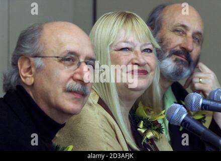 Members of the American folk group 'Peter, Paul & Mary' attend a news conference in Hong Kong March 8, 2001.  [The group, which popularised songs like 'Puff, the Magic Dragon' and 'If I had a Hammer', will stage concerts for three days in Hong Kong.] The group is composed of (L-R) Peter Yarrow , Mary Travers and Noel Paul Stookey.