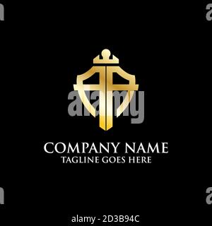 Luxury Badge of AA logo design, Gold Badge initial vector illustration isolated Stock Vector