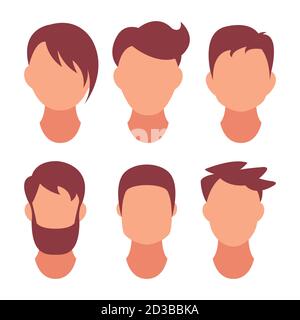 Hairstyle Men. Classical and fashionable hair. Salon of hairstyles for a hairstyle. Vector icon on set isolated on white background Stock Vector