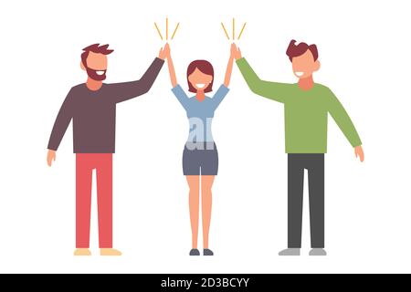 Premium Vector  High five hand drawn lettering two hands clapping in high  five gesture teamwork friendship unity