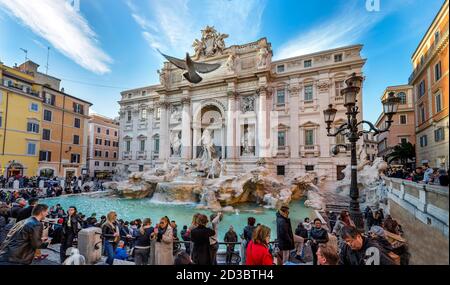 Rome, Italy - 28.02.2020: The Trevi Fountain. Panorama Stock Photo