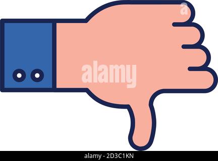 dislike hand line and fill style icon design of People arm finger person learn communication healthcare theme Vector illustration Stock Vector