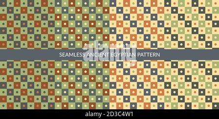 Seamless Ancient Egyptian Geometric Pattern Set Vector Illustration Art Stock Vector