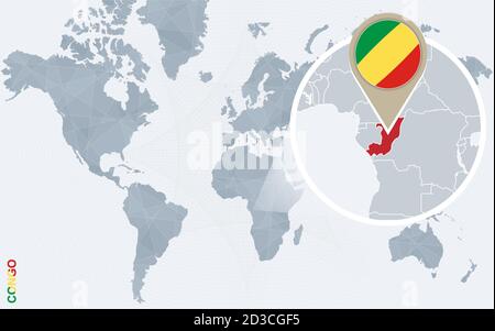 World map with magnified Congo. Congo flag and map Stock Vector Image ...