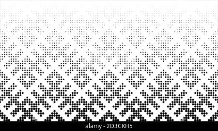 Seamless halftone vector background.Filled with black circles .LONG fade out. Based on Russian traditional ornament. 54 figures in height. Stock Vector