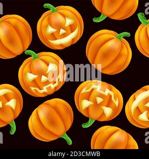 Halloween Pumpkin Pattern Seamless Background Stock Vector