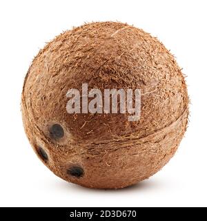 coconuts whole, isolated on white background, clipping path, full depth of field Stock Photo