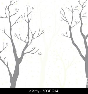 Winter Trees Background. Winter landscape with trees, snow. Snow In Forest. Vector Illustration. Stock Vector