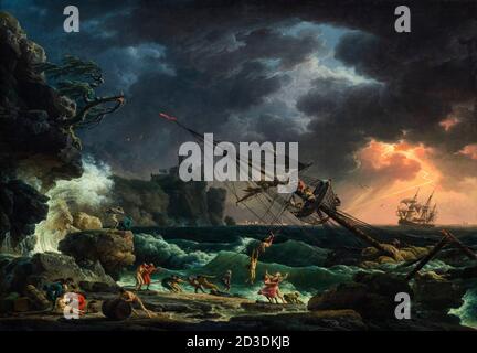 The Shipwreck, landscape painting by Claude Joseph Vernet, 1772 Stock Photo