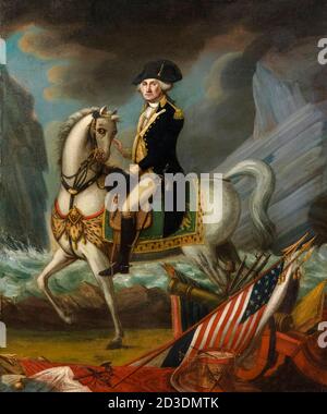 George Washington (1732-1799), First President of the United States, equestrian portrait by William Clarke, 1800 Stock Photo