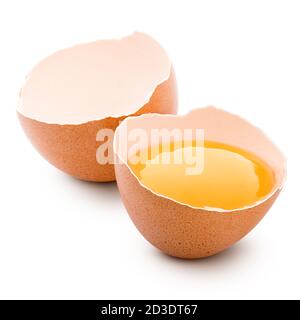 broken chicken egg, isolated on white background, clipping path, full depth of field Stock Photo