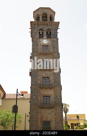 Tower of the church of the Immaculate Conception located in the city of San Cristóbal de La Laguna (Canary Islands, Spain) Stock Photo