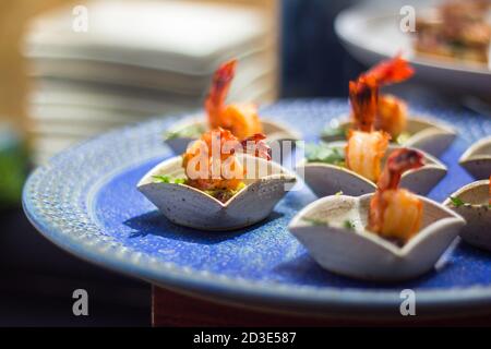 Canapes served at a hotel bufffet in Cebu Stock Photo