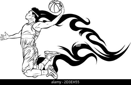 One continuous line drawing of young basketball... - Stock Illustration  [99513297] - PIXTA