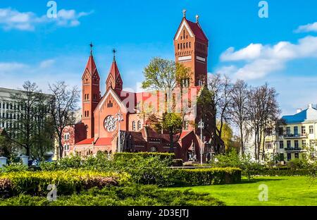 Church of Saints Simon and Helena (Red Church), Minsk, Belarus Stock Photo