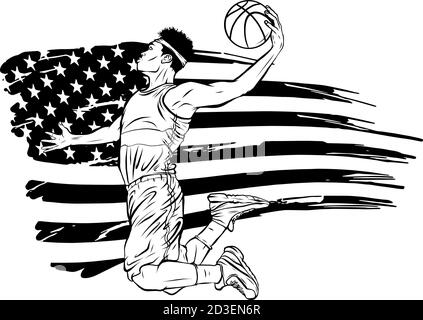 American basketball player sports vector illustration art Stock Vector