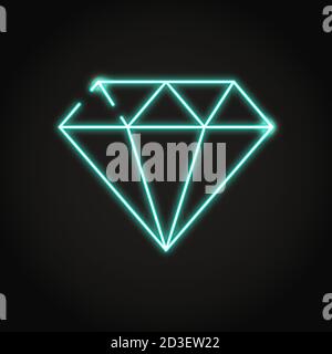 Diamond gem icon in neon line style Stock Vector