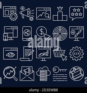 Search engine optimization icon set in thin line style Stock Vector