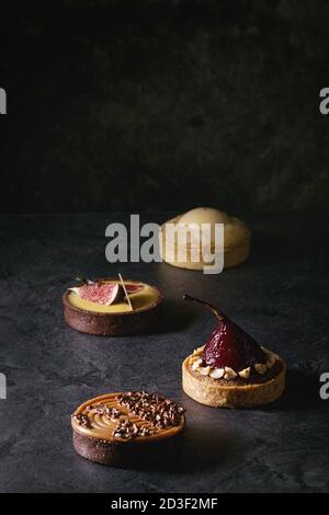 Tartlets With Cream And Figs. Sweet Tartlets With Fresh Berries. Copy 