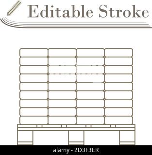 Icon Of Construction Pallet. Editable Stroke Simple Design. Vector Illustration. Stock Vector