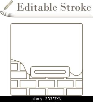 Icon Of Plastered Brick Wall. Editable Stroke Simple Design. Vector Illustration. Stock Vector