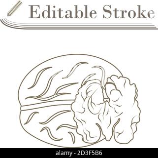 Walnut Icon. Editable Stroke Simple Design. Vector Illustration. Stock Vector