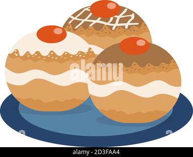 Hanukkah donuts icon flat, cartoon style. Vector illustration Stock Vector