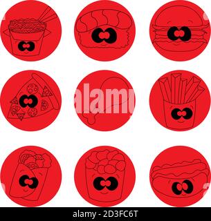 Icons on the theme of fast food Stock Vector
