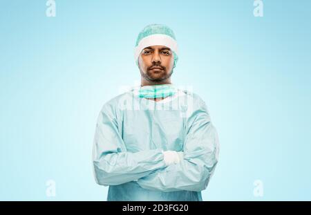 indian male doctor or surgeon in protective wear Stock Photo