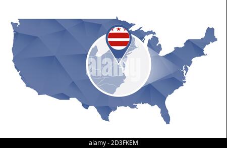 Washington State magnified on United States map. Abstract USA map in ...