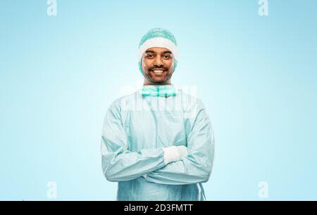indian male doctor or surgeon in protective wear