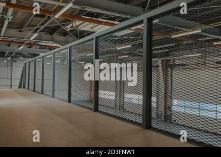 industrial railing from the stairs of a car workshop Stock Photo
