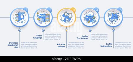 Smartwatch installation vector infographic template Stock Vector