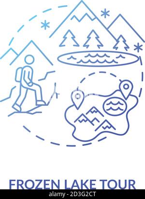 Frozen lake tour concept icon Stock Vector