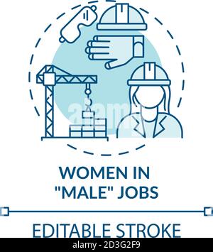 Women in male jobs concept icon Stock Vector