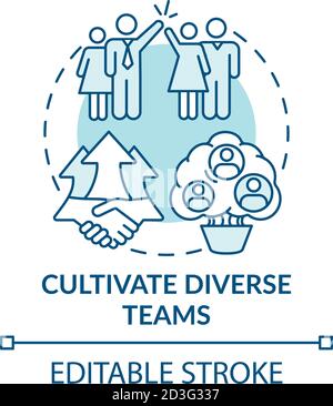 Cultivate diverse teams concept icon Stock Vector
