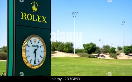 Doha,Qatar- 26 February 2019: Rolex clock in the golf course of Doha,Qatar Stock Photo