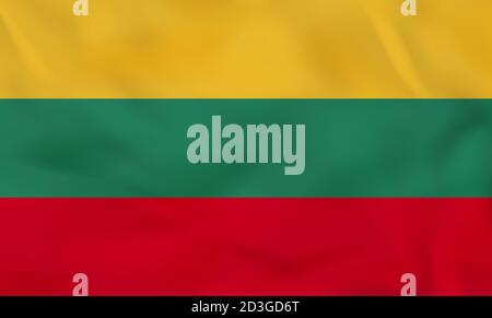 Lithuania waving flag. Lithuania national flag background texture. Vector illustration. Stock Vector
