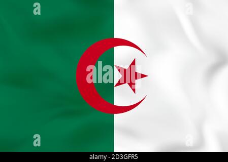 Algeria waving flag. Algeria national flag background texture. Vector illustration. Stock Vector