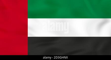 United Arab Emirates waving flag. UAE national flag background texture. Vector illustration. Stock Vector