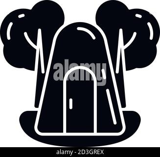 Single-person air raid shelter black glyph icon Stock Vector