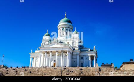 Helsinki Cathedral. Finnish Evangelical Lutheran cathedral of the Diocese of Helsinki, located at the Senate Square. Finland Stock Photo