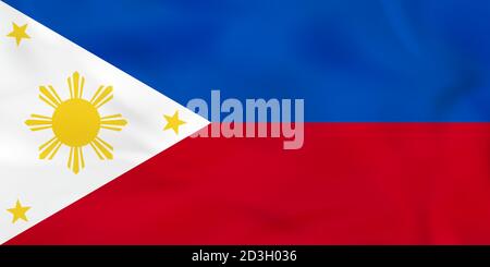 Philippines waving flag. Philippines national flag background texture. Vector illustration. Stock Vector